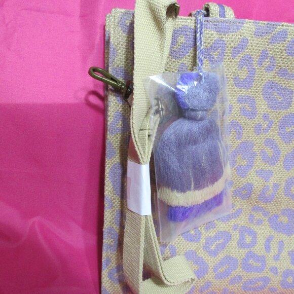 P45-NWT America & Beyond Lavender Jute Cheetah with Large Variegated Tassel Tote - Picture 6 of 9
